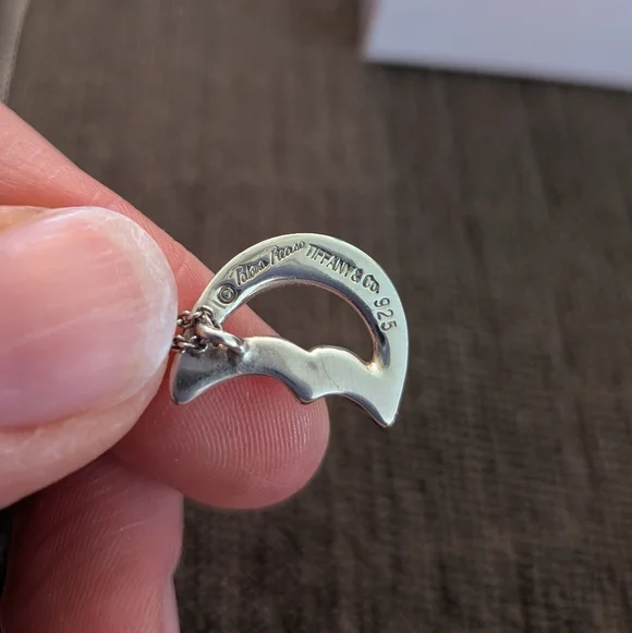 Tiffany & Co 925 Silver Paloma Picasso Crescent Moon Necklace - Picture 4 of 7